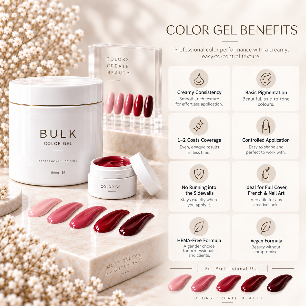 BULK ⎥ UV-Farbgele BASIC ⎥ ROT / ROSA Colors ⎥ 500 ml
